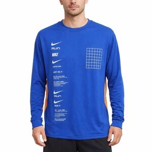 Nike Dri-FIT Long Sleeve Running Shirt Blue Orange Men’s Medium